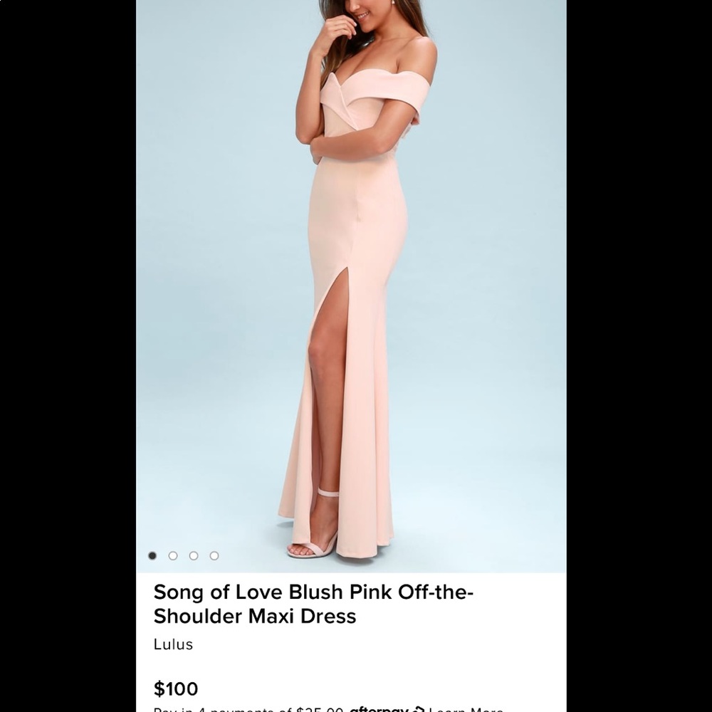 NWT Lulu’s Song of Love Blue Grey Off-the-Shoulder Maxi Dress